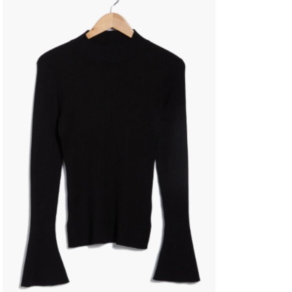 DKNY Bell Sleeve Turtleneck Sweater Small, BLACK NWOT - Picture 3 of 7